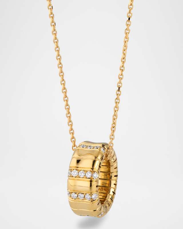 18K Yellow Gold Slide Pendant Necklace with Diamonds